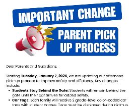  🚗Important Updates to Afternoon Pick-Up Process🚙